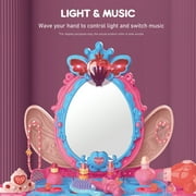 Carsky Kids Makeup Vanity Set With Mirror And Stool, Toddler Vanity Table With Lights And Sounds,Dress Up Pretend Play Toy For Girls Age 3-8