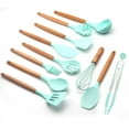 thumbnail image 3 of Silicone Cooking Utensils Set, Silicone Cooking Kitchen Utensils Spatula Set with Holder, Woodle Handle Silicone Kitchen Gadgets Utensil Set (12 Pieces), 3 of 8