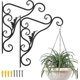 thumbnail image 1 of unique Balcony Wall Mounted Plant Holder, Set Of 2 Retro European Leaf Shape, Wrought Iron Hanging Hook, With Screws, Outdoor Decor ,painted Black, 1 of 4
