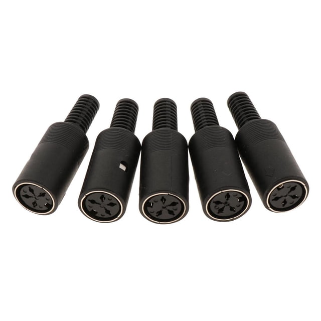 Wisewang DIN Mini Pin Female Plug Audio for Jack Connector for Keyboard/Mouse DIY 4 Pin Black 4 Pin