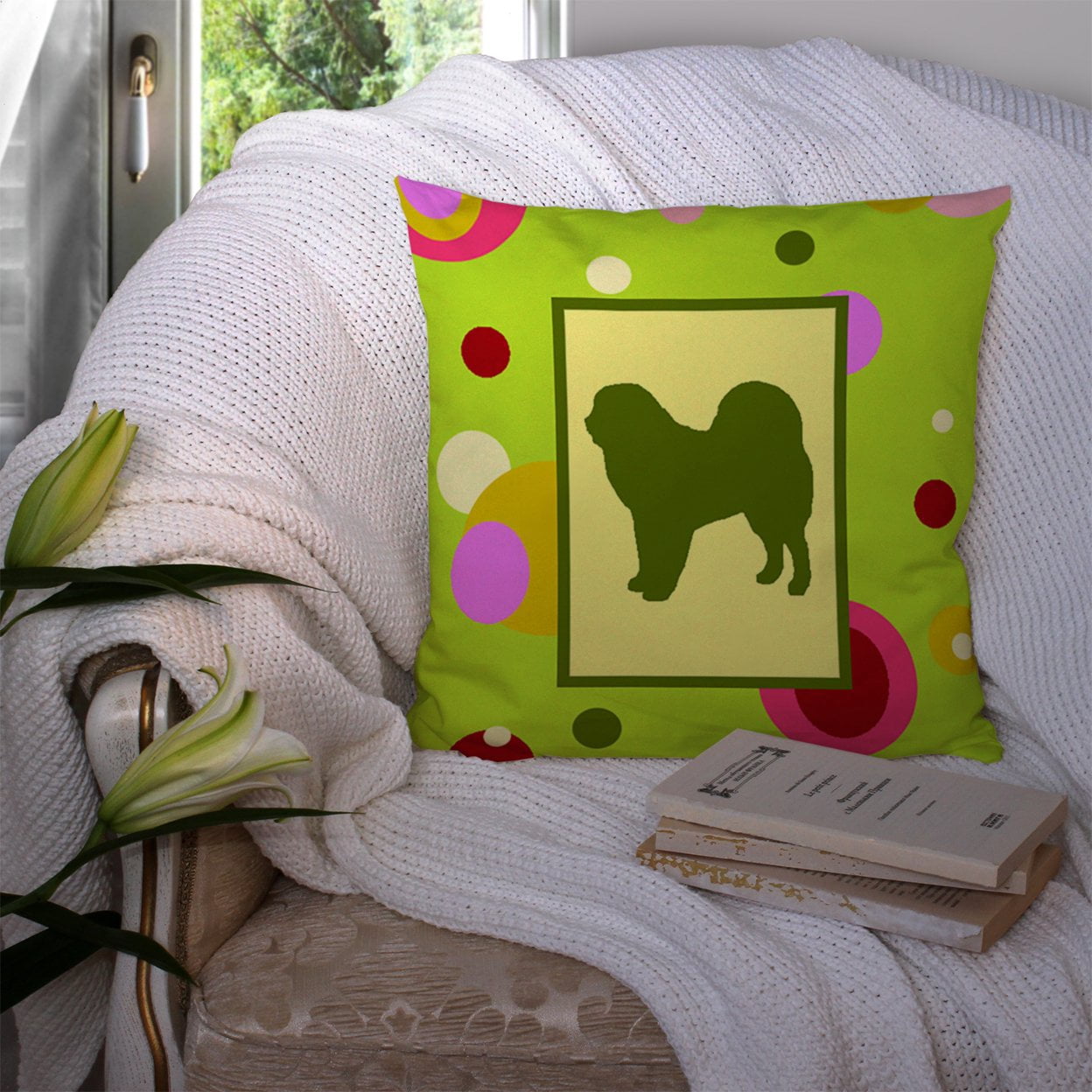 Carolines Treasures CK1095PW1414 Tibetan Mastiff Decorative Canvas Fabric Pillow 14Hx14W multicolor