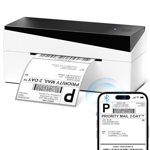 Impresora de etiquetas de envío Omezizy con Bluetooth de 4 x 6 pulgadas, impresora térmica de etiquetas 249BT para pequeñas empresas, envíos de paquetes, oficina y hogar. Compatible con Amazon, eBay y