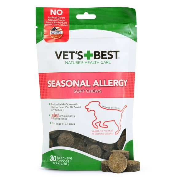 Vet's Best Seasonal Allergy/Dry Skin Antioxidant Soft Chews for Dogs - 30 Day Supply