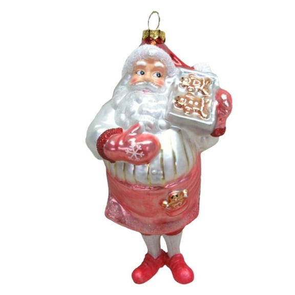 December Diamonds 79-81634 Pink Baking Santa Hanging Ornament 6 INches