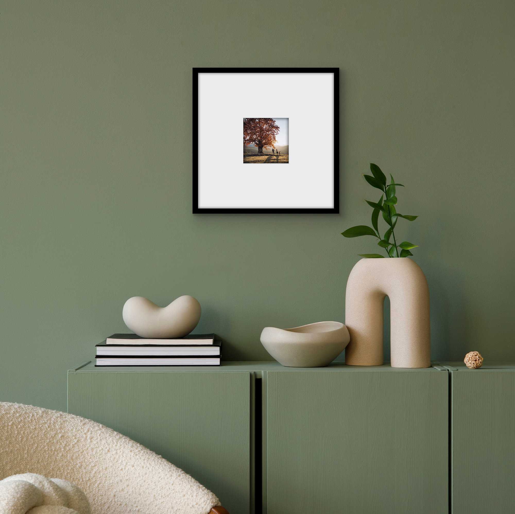 Americanflat 12x12 Picture Frame with Polished Plexiglass with 4x4 Mat Display Photo Streamline Thin - Black