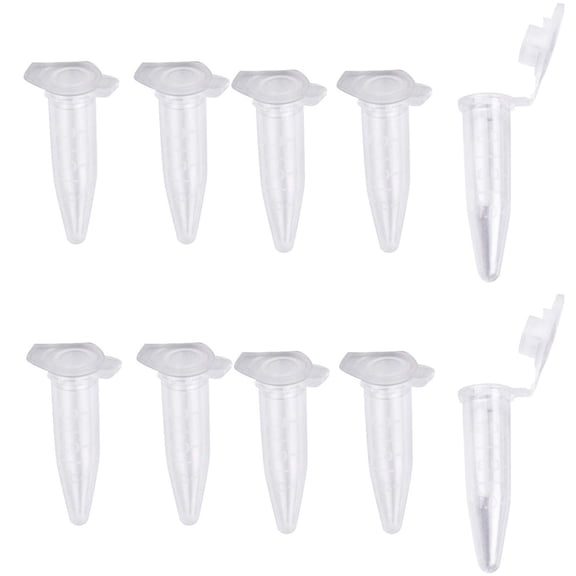 100pcs Polypropylene Graduated Microcentrifuge Tubes with Attached Lid Clear,1.5ML