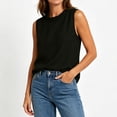 thumbnail image 5 of SSZMDLB Women Plus Size Sleeveless Ruffle Tank Tops Loose Round Neck Basic Tee Solid Boho Casual Summer Tops Vacation Holiday Outfits, Black XL, 5 of 7