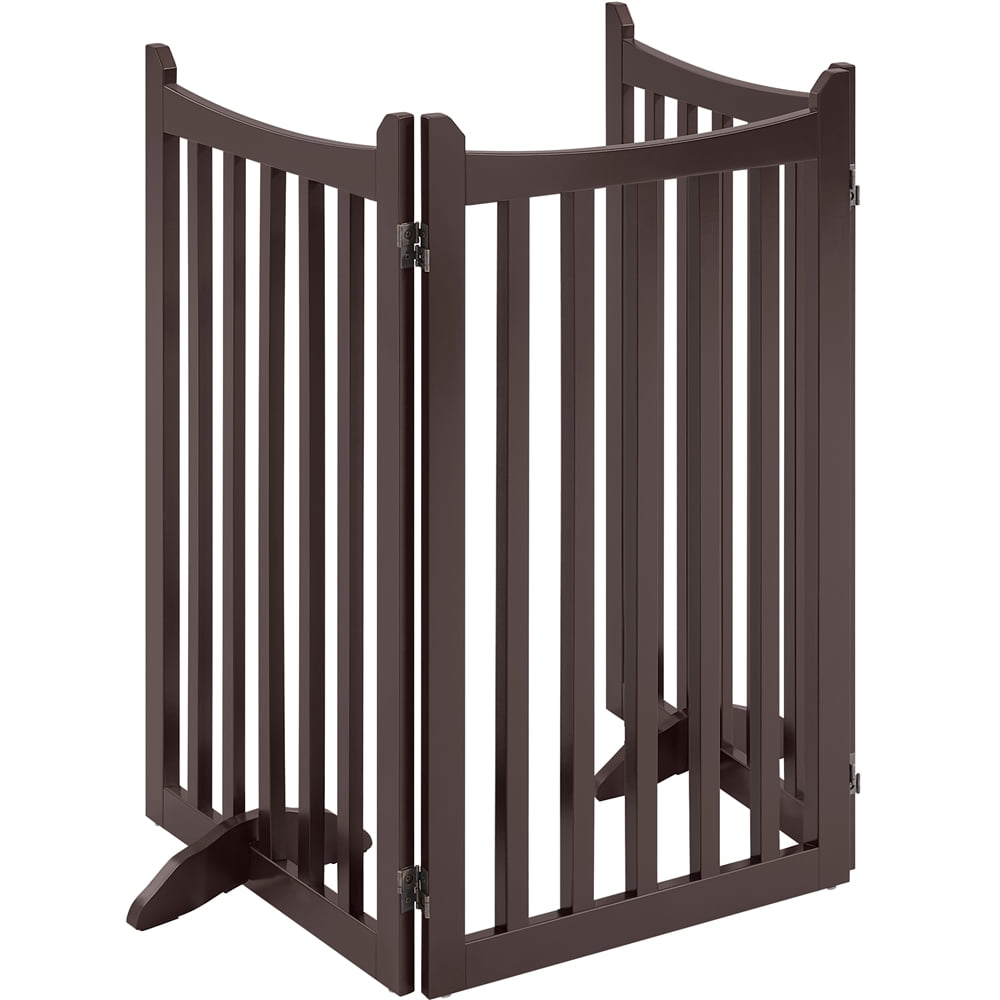 Yaheetech 35.6" Tall 3-Panel Wooden Pet Gate with Support Feet, Espresso