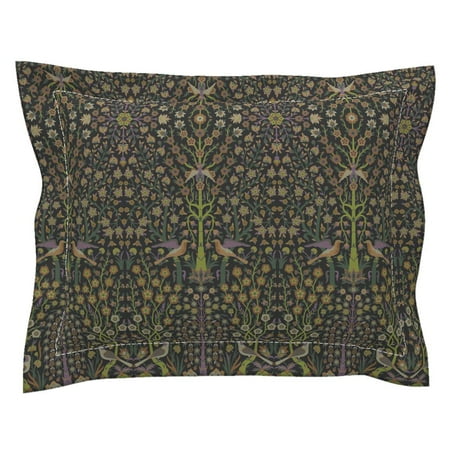 Natures Damask - Floral Nature Damask Indian Renaissance Ditsy Botanical Pillow Sham by Roostery