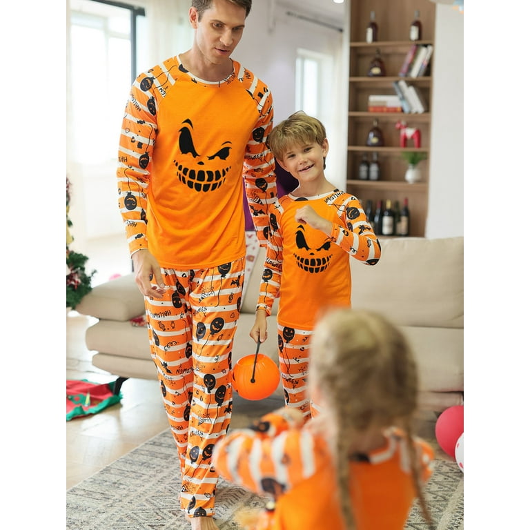 Family Pyjamas Matching Sets Halloween Pumpkin Sleepwear for Baby Adults and Kids Holiday PJS Set