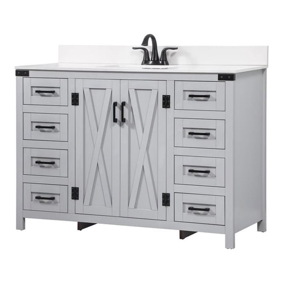 Elegant Decor Grant 48" MDF Single Bathroom Vanity with Backsplash in Gray