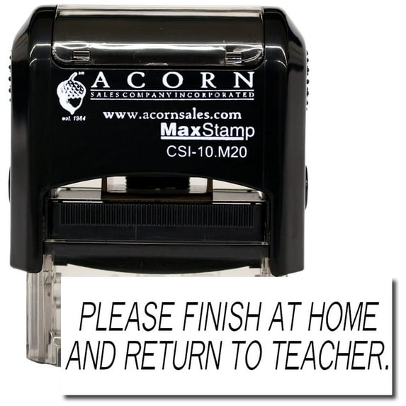 Self-Inking Please Finish At Home And Return To Teacher Stamp with Mint Green Ink