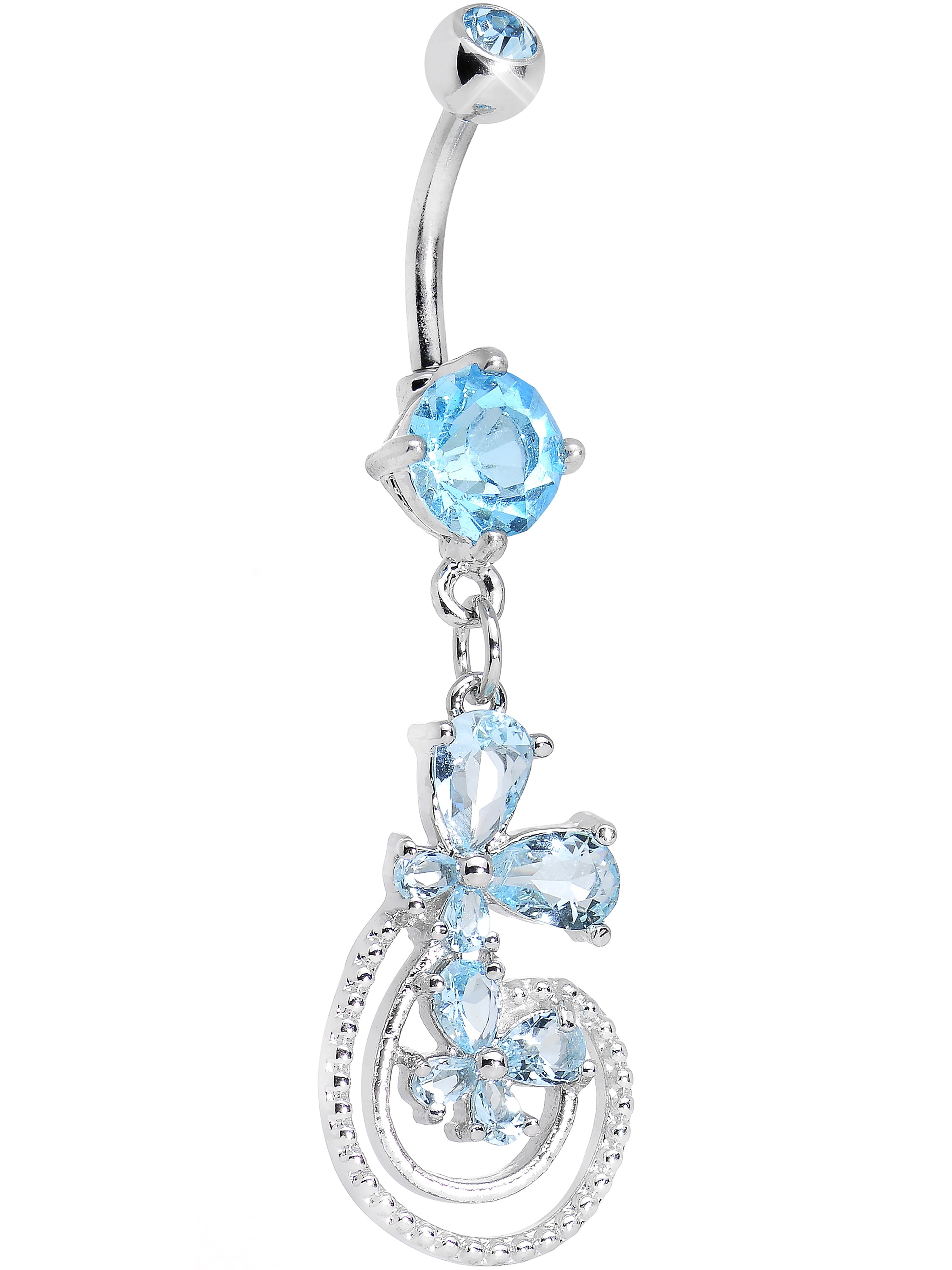 Body Candy Body Candy Stainless Steel Brilliant Blue Double Butterfly Dangle Belly Ring