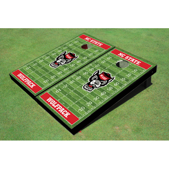 NC State University Red Matching Football Field Custom Cornhole Boards