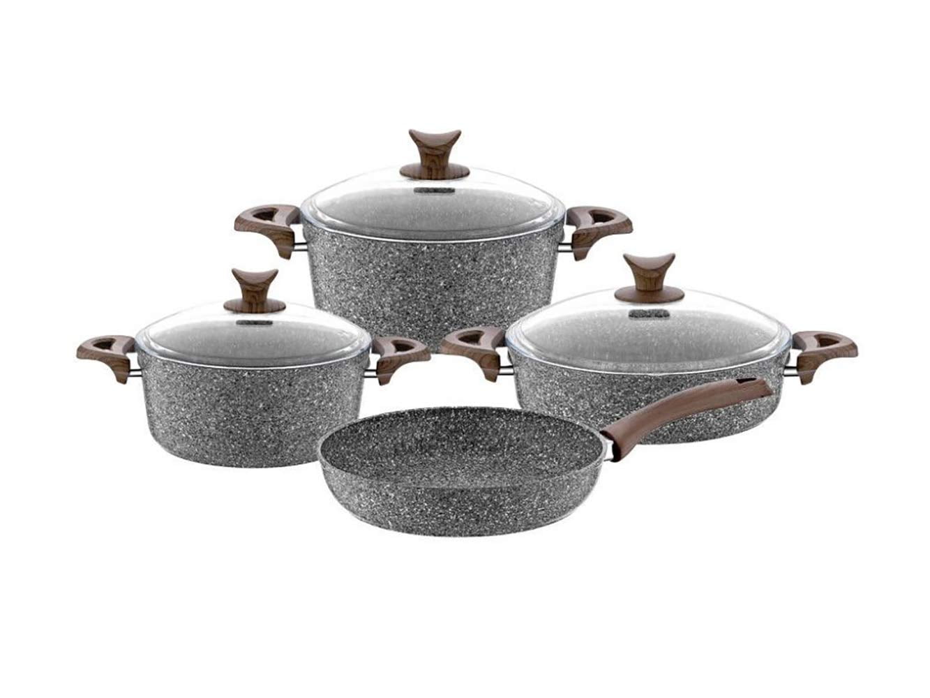 Tac Collection Granite Plus 7 Pcs Cookware Set, NonStick Coating