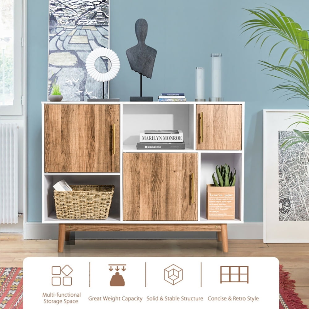 Finihen Storage Cabinet, Sideboard Storage Cabinet with Storage Compartments, for Living Room, Home, Office, Entryway, Brown
