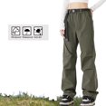 thumbnail image 4 of Womens Parachute Cargo Pants with Pockets Quick Dry Hiking Pants Lightweight Water-Resistant Baggy Joggers, 4 of 6