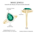 thumbnail image 6 of Rosec Jewels Pear Shaped Lab Grown Emerald Ring with Diamond Halo for Women (7X10 mm), 18K Yellow Gold, US 8.50, 6 of 7