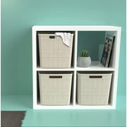 Curver Jute Basket, Resin Storage Bin Half Bin Medium 2pk - Papyrus Beige