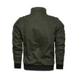 thumbnail image 5 of YAYUBA Men's Casual Military Jacket Stand Collar Jackets Coats Cotton Bomber Jackets with Shoulder Straps,Army Green,L, 5 of 5