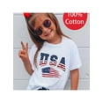 thumbnail image 1 of Día de la independencia 1pc Nuevo Verano Niña Bandera de ee. uu. impresion en camiseta manga corta 100% algodon Camiseta comoda y casual para niñas, 1 of 6