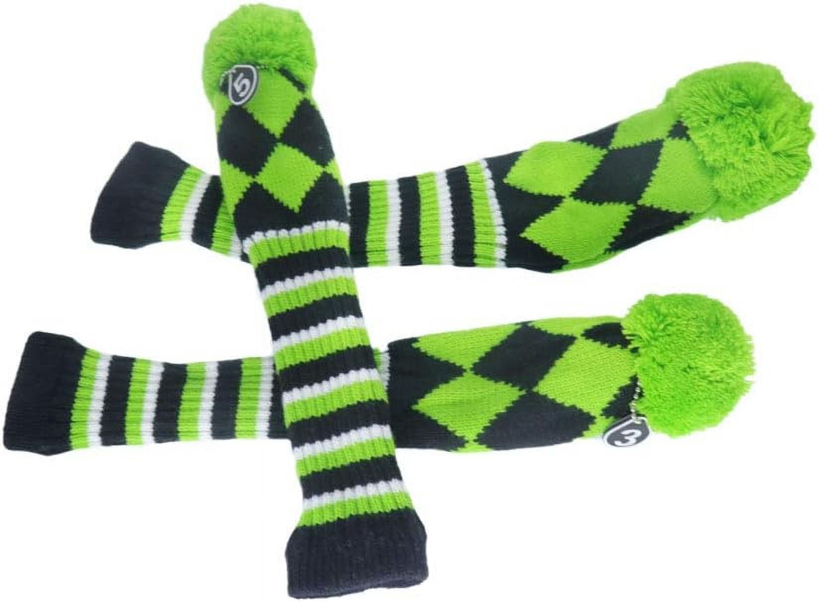 3 pcs/Set Golf Club Pom Pom Knit Cover for Driver, Fairway Wood and Hybrid HeadCovers