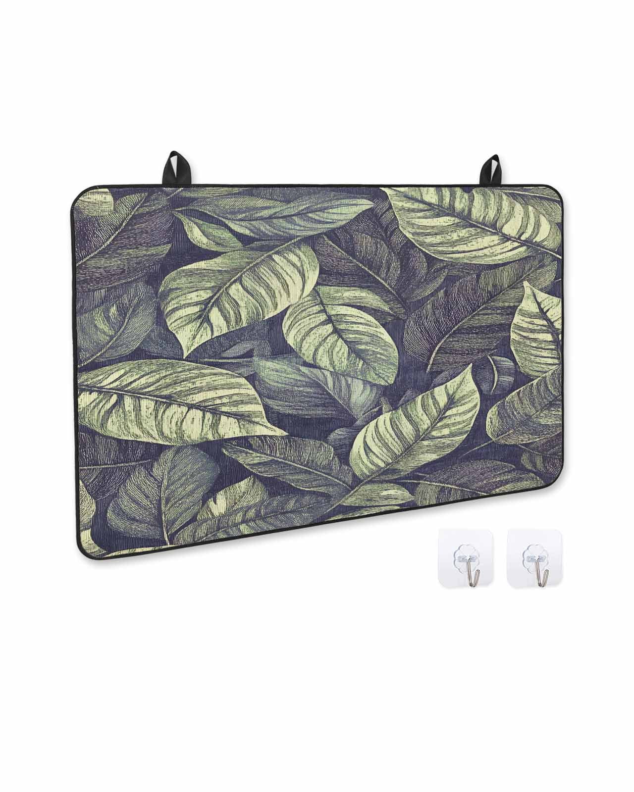 nqOlkjepod Large Induction Cooktop Protector Mat 36"x21", Summer Leaves Stove Top Covers for Electric Stove, Green Natural Tropical Palm Plants Leaf Stove Burner Cover Mats, Glass Top Stove Cover