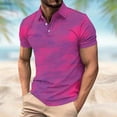thumbnail image 2 of QIUOMBBP Men's Summer Polos Shirts Plus Size Short Sleeve Lapel Collared Mesh Tops Loose Fit Lightweight Breathable Golf Tshirts Fuchsia XXXL, 2 of 6