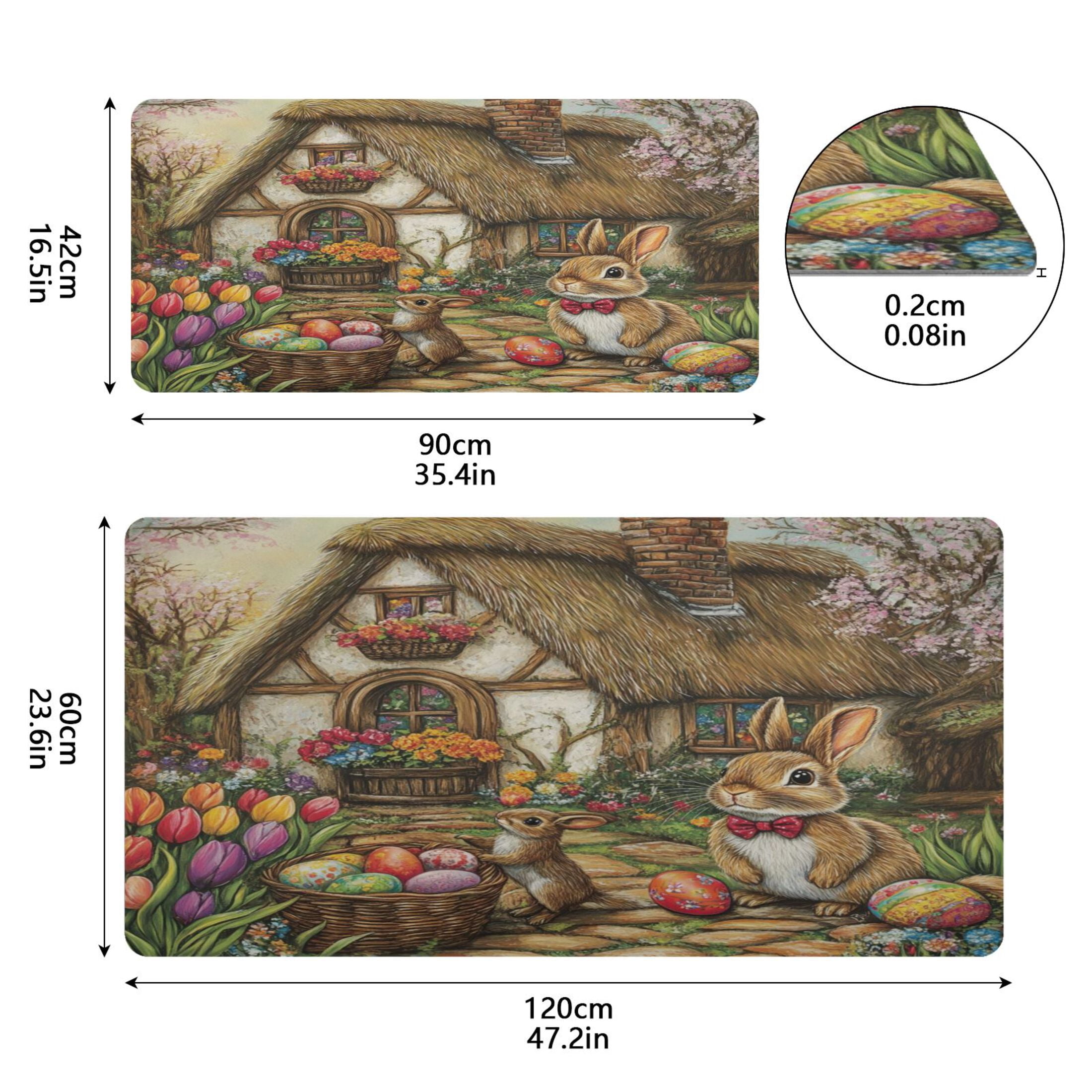 Wobogo Easter Cozy Cabin Gaming Mouse Pad Non-slip Leather Desk Mat Water Resist Keyboard Pad for Gamer Office 23.6×47.2in