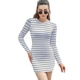 thumbnail image 1 of Mattress Ticking Narrow Striped Pattern In Charcoal Grey And White Sweetheart Knot Flared Dress Fashion Design Large Size Loose, 1 of 5