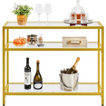 thumbnail image 2 of Topeakmart 3-Layer Tempered Glass Console Table with Metal Frame and Storage Shelf, Gold, 2 of 8