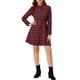 thumbnail image 1 of Vestido de línea A de manga larga con cuello de punto y botones de cuadros para mujer INSPIRE CHIC rojo S, 1 of 6