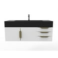 thumbnail image 2 of Nile 48" White Wood Floating Vanity with Black Top and Gold Trim, 2 of 8
