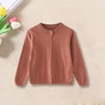 thumbnail image 2 of Coerni Solid Sweaters for Girls Crewneck Button-Up Cardigan Soft Comfy Long Sleeve Knit Tops Kids Back to School Clothes, 2 of 9