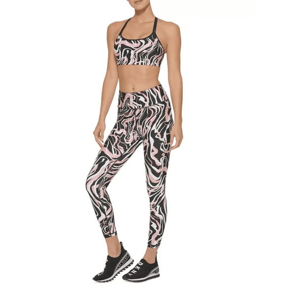 DKNY Sport Women's Marble-Print Sports Bra, Sienna, Small