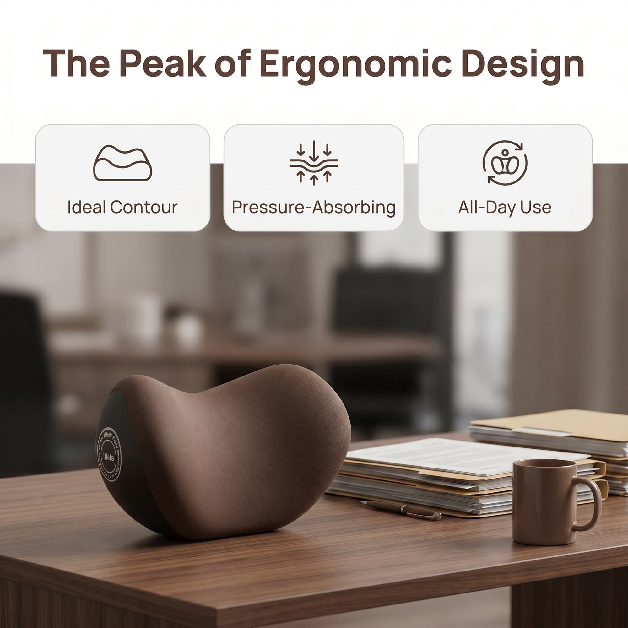 Unique Bargains Neck Pillow Cotton Cervical Indoor Support Brown 12.2" x 5.2" x 7.7"