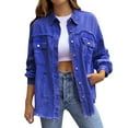 thumbnail image 1 of Bmisegm Veste en Denim Surdimensionnée Tendance pour Femmes, Déchirée, Décontractée, Style Boyfriend Long, Veste en Denim Usée, Veste en Denim pour Femmes Bleu P, 1 of 8