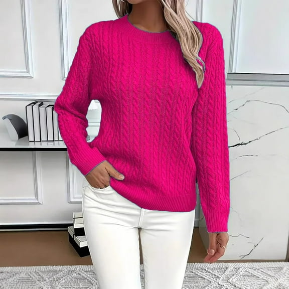 Classic Cable Knit Sweater Women'S Casual Soft Comfortable Turtleneck Pullover Fashion Versatile Winter Top
