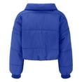 thumbnail image 3 of Defitshape Women's Thermal Quilted Cropped Coat Puffer Jacket Zip Up Outerwear Lightweight Warm Crop Winter Long Sleeve Blue X-Small, 3 of 5
