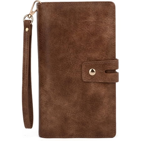 Wallet Women Vegan Leather RFID Blocking Large Ladies Wristlet Purse Card Holder Organizer Clutch