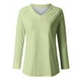 thumbnail image 4 of AherBiu Womens T Shirts V Neck Loose Fitted Long Sleeve Basic Tee Oversized Comfy Fall Tops Solid Color, 4 of 4