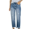 thumbnail image 2 of Aloohaidyvio Ladies Jeans on ,Womens Wide Leg High Waisted Stretchy Straight Leg Buttoned Loose Denim Pants With Pocket,Jeans for Women Stretch, 2 of 6