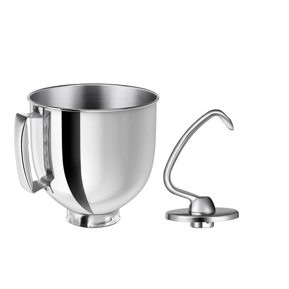 2-Piece Stainless Steel 5QT Handle Bowl & Dough Hook for KitchenAid Tilt