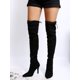 thumbnail image 3 of Women's Fashionable Black Suede Pointed Toe Over-the-knee High Heel Boots, 3 of 5