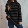 thumbnail image 7 of Fjofpr fall and winter sweaterss for women 50% off Clear Women's Fashionable Long Sleeved Striped Knitted Round Neck Sweater Brown S, 7 of 7