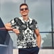 thumbnail image 4 of Balery Artistic Black White Peacocks Camisa Polo de Hombre con Estampado, de Manga Corta y Tejido Medio, Camisa Tipo Golf Polo-X-Large, 4 of 6
