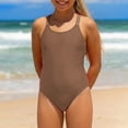 thumbnail image 6 of ZXLBBD Girl One Piece Swimsuits Crisscross Back Solid Color Bathing Suits Sun Protection Stretch Rash Guard Baby Casual Beah Swimming, 6 of 7