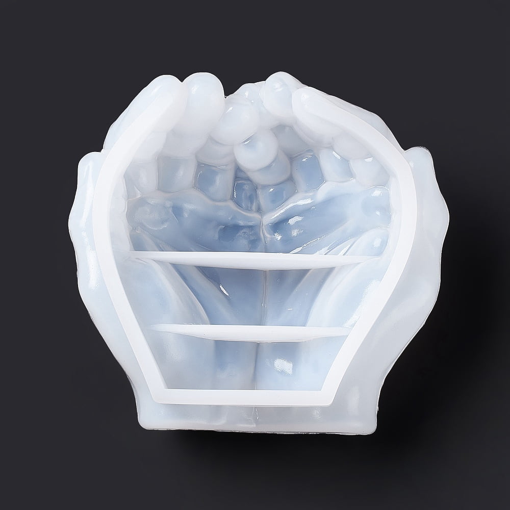 2 pc DIY 3D Double Hand Ashtray Statue Silicone Molds Storage Molds Portrait Sculpture Resin Casting Molds For UV Resin Epoxy Resin Craft Making White 140x150x69mm Inner Diameter: 118x119x39mm