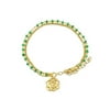 6.5 in. Plus 2 in. Extension Silver Gold Plated Rose Pendant Jade Beads Triple Beads Row Bracelet