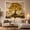 Golden Tree, variant on Glowing Tree on Island with Lake and Mountains Under Starry Sky, Mystical Fantasy for Nature Lovers, Mystical Wall Art Decor, Housewarming Gift, Tapestry Wall Hanging for Living Room and Bedroom